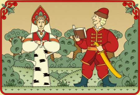 Иллюстрация к русской народной сказке 'Берёза и три сокола'