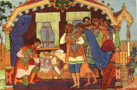 Иллюстрация к сказе Пушкина 'О мертвой царевне и о семи богатырях'