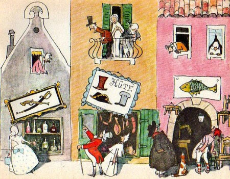Иллюстрация к сказке Андерсена 'О том как буря перевесила вывески'
