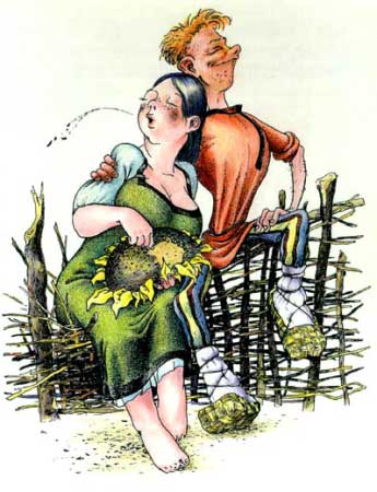 Иллюстрация к русской народной сказке 'Беззаботная жена'