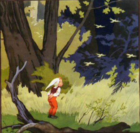 Иллюстрация к сказке братьев Гримм 'Странствия мальчика с пальчик'