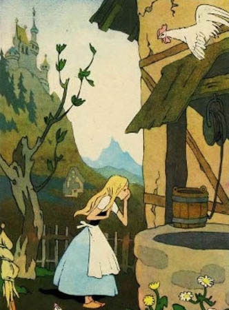 Иллюстрация к сказке братьев Гримм 'Веретенце, челнок и иголка'