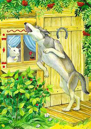 Иллюстрация к сказке братьев Гримм 'Волк и семеро козлят'